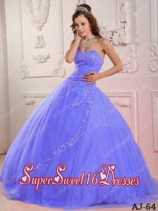 Classical Ball Gown Sweetheart Floor-length Tulle Appliques In Lilac Cute Sweet Sixteen Dresses