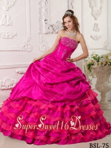 Elegant Sweet 16 Dresses with Coral Red Ball Gown Strapless Taffeta Beading