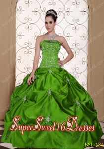 Embroidery Taffeta 15th Birthday Party Dresses with Pick-ups