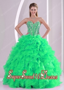 Fashionable Ball Gown With Sweetheart For New Style Sweet 16 Dresses in Green 16