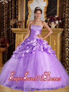 New Style Beautiful In Lavender Ball Gown With Taffeta and Tulle Beading Sweet 16 Dresses