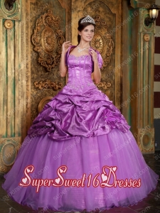 Sweetheart Taffeta and Organza Military Ball Dress with Appliques in Lilac