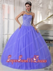 2014 Sweet Sixteen Dress Beading and Rhinestores Tulle and Satin Discount Lilac Ball Gown Discount