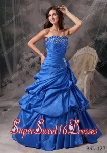 A-line Beadings Taffeta Royal Blue Sweet Sixteen Dress Discount