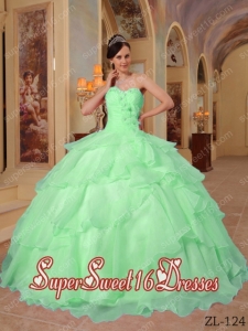 Ball Gown Organza Beading 15th Birthday Party Dresses in Apple Gre