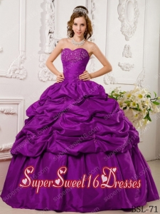 Ball Gown Sweetheart Tafftea Appliques 15th Birthday Party Dresses in Fuchsia