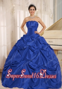 Blue Ball Gown Elegant Sweet 16 Dresses With Pick-ups For Custom Made Taffeta
