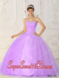 Elegent Purple Sweetheart Taffeta and Organza Appliques 15th Birthday Party Dresses