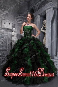 Exclusive Strapless Taffeta and Organza Appliques and Ruffles Multi-color New Style Sweet 16 Dresses