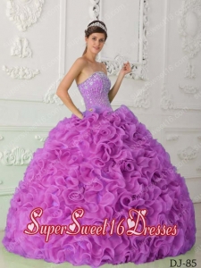 Lavender Ball Gown Strapless With Organza Beading New Style Sweet 16 Dresses