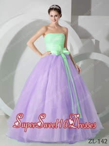 Lavender and Green Sash and Ruching Ball Gown Sweet Sixteen Dress Discount
