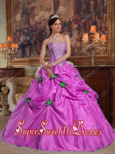 Straples Lavender Ball Gown Taffeta Beading and Flowers Modest Sweet Sixteen Dresses