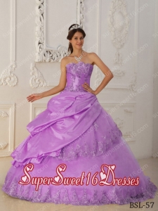 Sweetheart Lavender Taffeta and Tulle Modest A-Line Beading Sweet Sixteen Dresses