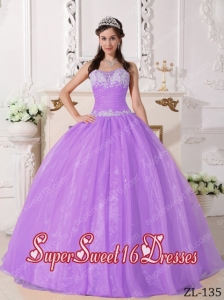 Taffeta and Organza Strapless Military Ball Dress in Lilac with Beading