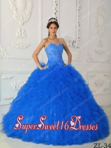 Sweet Sixteen Dress Beading Ruffle Organza Sweetheart Discount Ball Gown