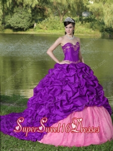 Appliques and Pick Ups Brush Train Sweet 16 Dresses with New Style