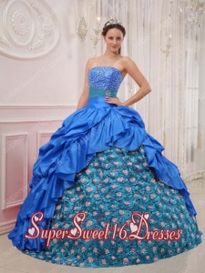 New Style In Blue Ball Gown Strapless With Taffeta Beading Sweet 16 Dresses