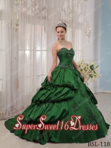 Sweet Sixteen Dress Applique with Beadings Ball Gown 2014 Green Discount