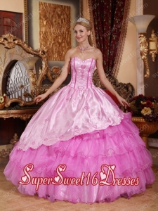 Sweetheart 2014 Sweet Sixteen Dress Taffeta and Organza Embroidery Pink Ball Gown Discount