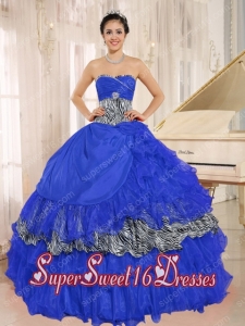 Wholesale Blue Strapless Sweet 16 Dresses with Zebra and Ruffles