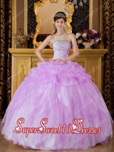 Baby Pink Beading Ball Gown Strapless Organza Perfect Sweet 16 Dress with Ruffles
