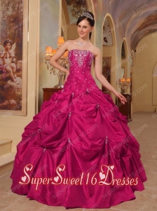 Elegant Plus Size In Coral Red Ball Gown Strapless With Taffeta Beading and Embroidery For Sweet 16 Dresses