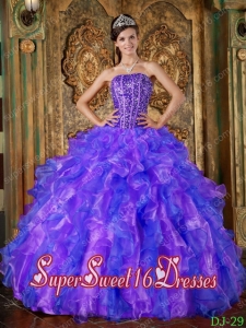 Fashionable Multi-Color Strapless Organza Perfect Sweet 16 Dress with Beading and Ruffles