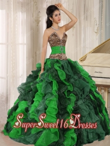 2015 Exquisite Ruffles Multi Color Sweet 16 Dresses with Leopard