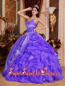 Plus Size In Purple Ball Gown Sweetheart Floor-length Organza Beading For Sweet 16 Dresses