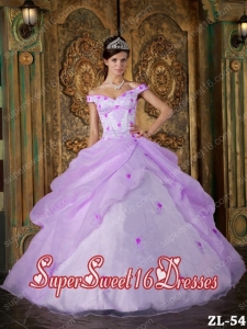 Sweet Off The Shoulder Organza A-line Perfect Sweet 16 Dress with Appliques