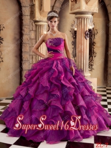 Ball Gown Strapless Organza Ruffles Popular Sweet 16 Dresses in Multi-color