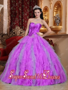 Ball Gown Sweetheart Tulle Beading Popular Sweet 16 Dresses in Fuchsia