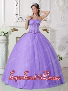 Beautiful Lilac Ball Gown Sweetheart With Tulle and Taffeta Beading In Plus Size For Sweet 16 Dresses