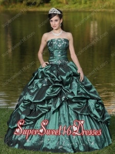 Plus Size In Custom Size Strapless Sweet 16 Dresses Beaded Decorate In Green