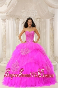 Tulle Custom Made Pink Sweetheart Appliques Perfect Sweet 16 Dress In 2013 with Beading