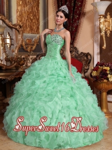 Ball Gown Sweetheart With Floor-length Organza Beading and Ruffles For Sweet 16