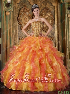 Multi-Color Ball Gown Organza Beading and Ruffles Pretty Quinceanera Dresses