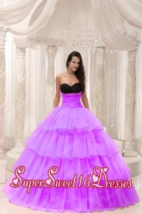 Fuchsia Sweetheart Taffeta and Organza Beaded Ball Gown Popular Sweet 16 Dresses