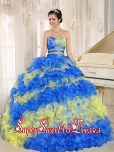 Ruffles Multi-color Popular Sweet 16 Dresses With Appliques Sweetheart