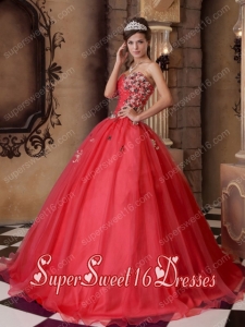 Ball Gowns In Red A-line Sweetheart With Floor-length Organza Beading Sweet 16