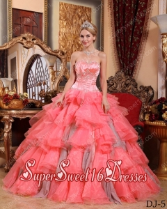 Ball Gowns In Watermelon Ball Gown Sweetheart With Organza Beading For Sweet 16