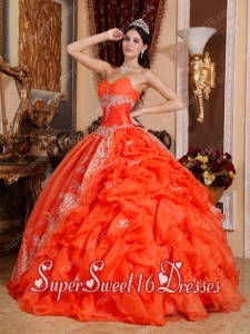 Beautiful Red Ball Gown Sweetheart Floor-length Organza Beading For Sweet 16