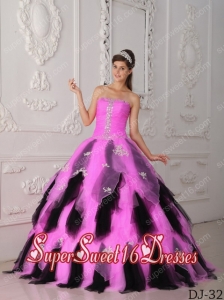Colourful In A-Line / Princess Strapless Style With Floor-length Organza Appliques For Sweet 16 Ball Gowns