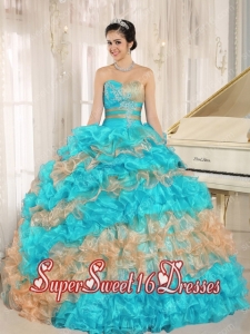 Pretty Quinceanera Dresses With Ruffles Appliques Sweetheart in Multi-color