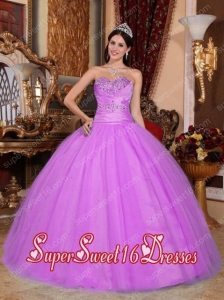 Hot Pink Simple Ball Gown Sweetheart Floor-length Tulle and Taffeta Beading and Ruch Sweet Sixteen Dresses