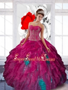 2015 Artistic Sweetheart Appliques and Ruffles 15th Birthday Party Dresses in Multi Color