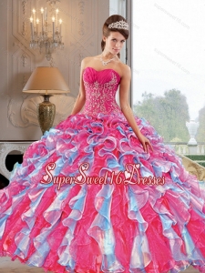 2015 Exclusive Ball Gown Quinceanera Dress with Appliques and Ruffles