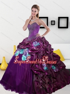 2015 Luxurious Sweetheart 15th Birthday Party Dresses with Pick Ups and Appliques