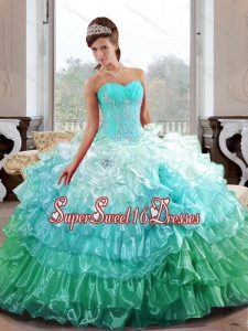 The Super Hot Sweetheart 2015 15th Birthday Party Dresses with Appliques and Ruffled Layers