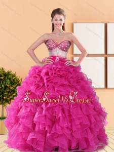 2015 New Style Sweetheart Sweet 16 Dresses with Beading and Ruffles